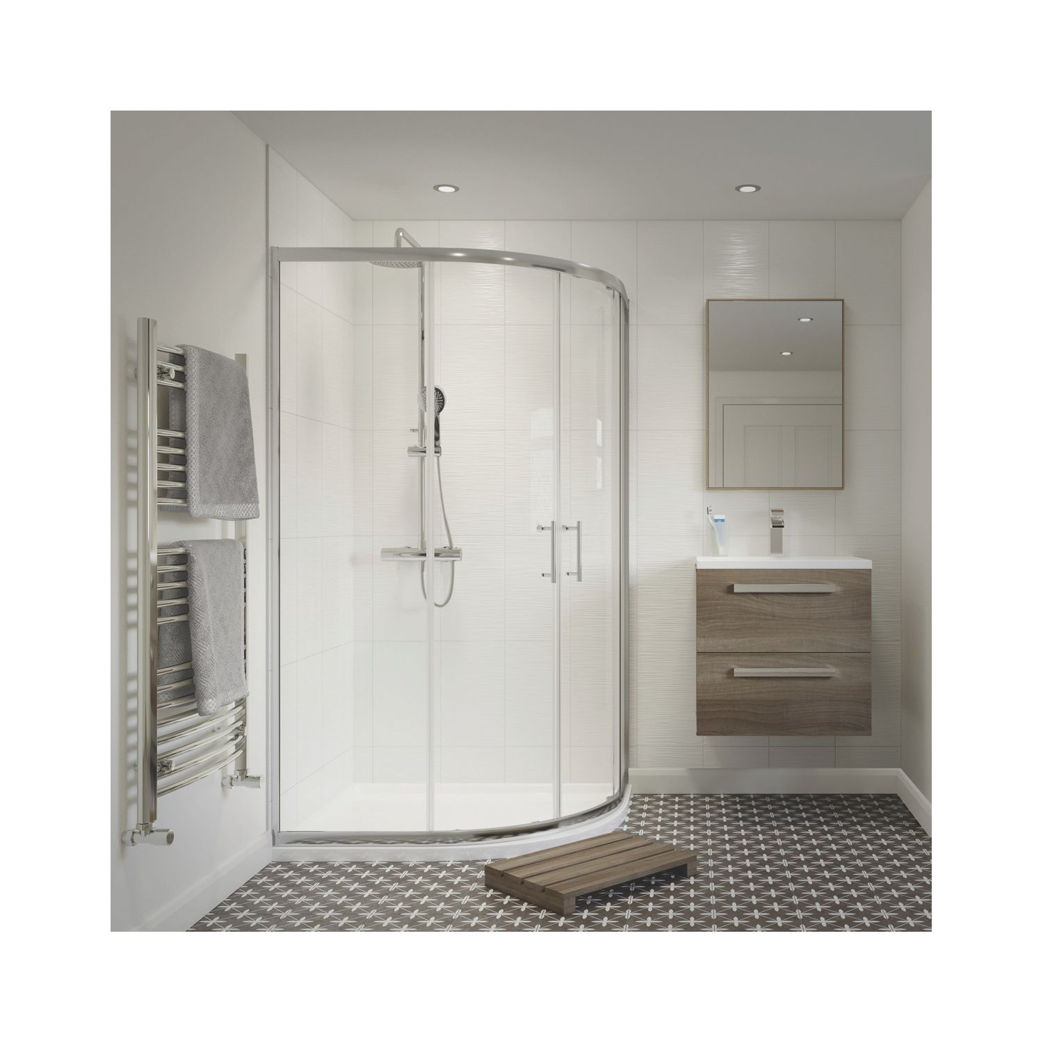 Framed Offset Quadrant Shower Enclosure LH&RH Polished Silver Effect/Clear 1000mm x 800mm x 1850mm (325PJ)