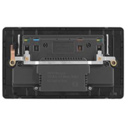 Arlec  13A 2-Gang SP Switched Socket + 4A 15W 2-Outlet Type A USB Charger Antique Brass with Black Inserts