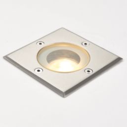 Saxby Pillar 110mm Outdoor Square Ground Light Polished Stainless steel