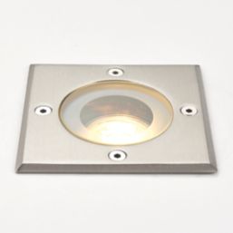 Saxby Pillar 110mm Outdoor Square Ground Light Polished Stainless steel