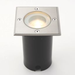 Saxby Pillar 110mm Outdoor Square Ground Light Polished Stainless steel