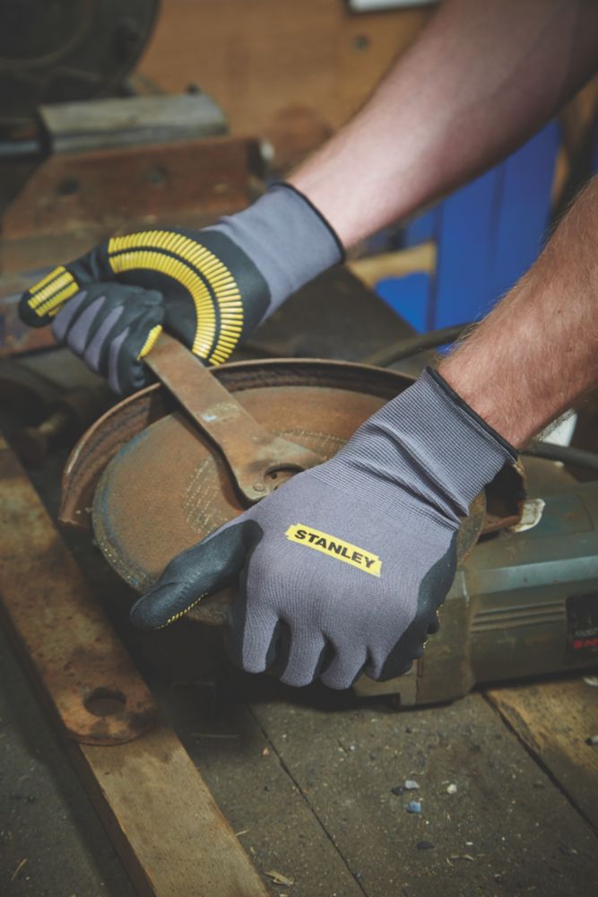 Stanley Razor Gripper Gloves Grey Large - Screwfix