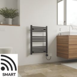 Azur 750mm x 500mm 1024BTU Black Flat Electric Towel Radiator