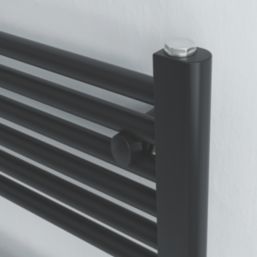 Azur 750mm x 500mm 1024BTU Black Flat Electric Towel Radiator