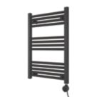 Azur 750mm x 500mm 1024BTU Black Flat Electric Towel Radiator