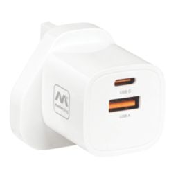 Masterplug 2-Outlet Type A & C Plug-In USB Charger White 3.6A