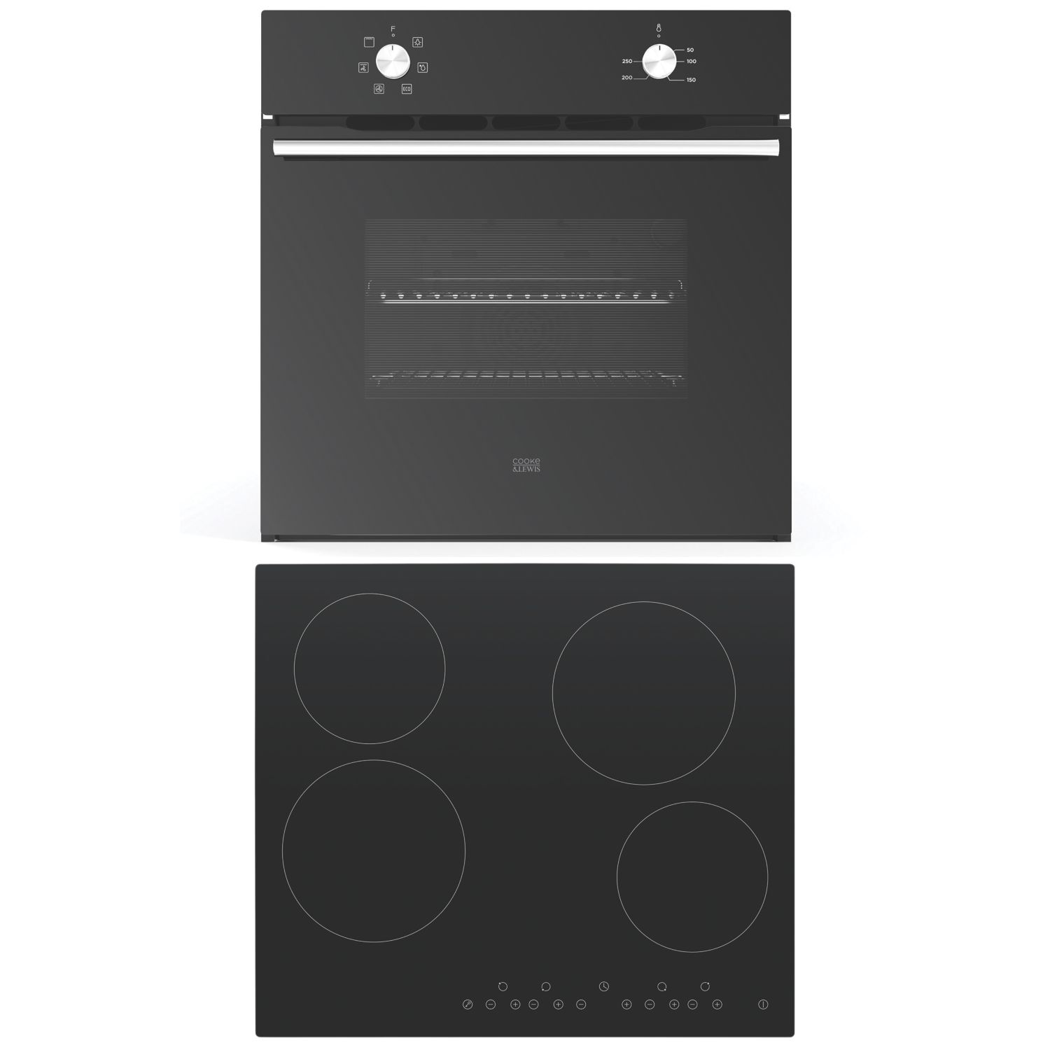 Cooke & Lewis Built-in Multi-Function Oven & Ceramic Hob Black (326EH)
