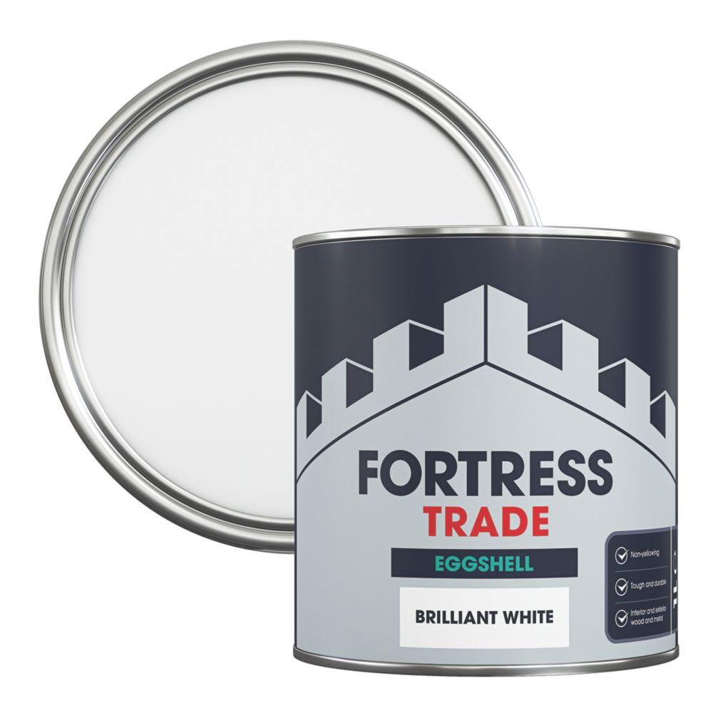 Fortress Trade 1Ltr Brilliant White Eggshell WaterBased Trim Paint