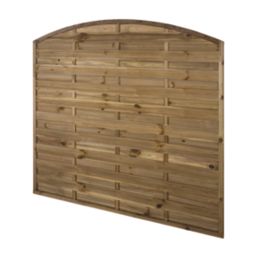 Forest Dome Double-Slatted Curved Top Fence Panels Natural Timber 6' x 6' Pack of 3