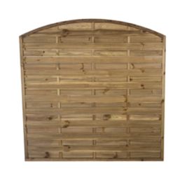 Forest Dome Double-Slatted Curved Top Fence Panels Natural Timber 6' x 6' Pack of 3