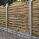 Forest Dome Double-Slatted Curved Top Fence Panels Natural Timber 6' x 6' Pack of 3