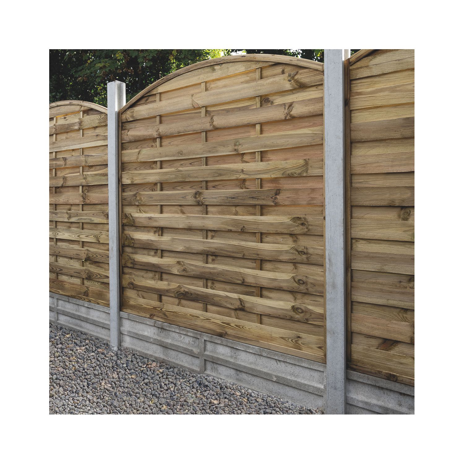 Forest Dome Double-Slatted Curved Top Fence Panels Natural Timber 6' x 6' Pack of 3 (326JN)