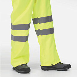 Regatta Pro Hi Vis Packaway Trousers Elasticated Waist Yellow Medium 34" W 32" L