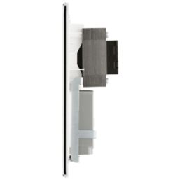 LAP  2-Gang Dual Voltage Shaver Socket 115 / 230V Polished Chrome with White Inserts