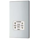 LAP  2-Gang Dual Voltage Shaver Socket 115 / 230V Polished Chrome with White Inserts