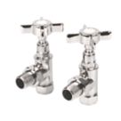 Towelrads  15mm x 1/2" Chrome Angled Traditional Manual Radiator Valve & Lockshield  2 Pack