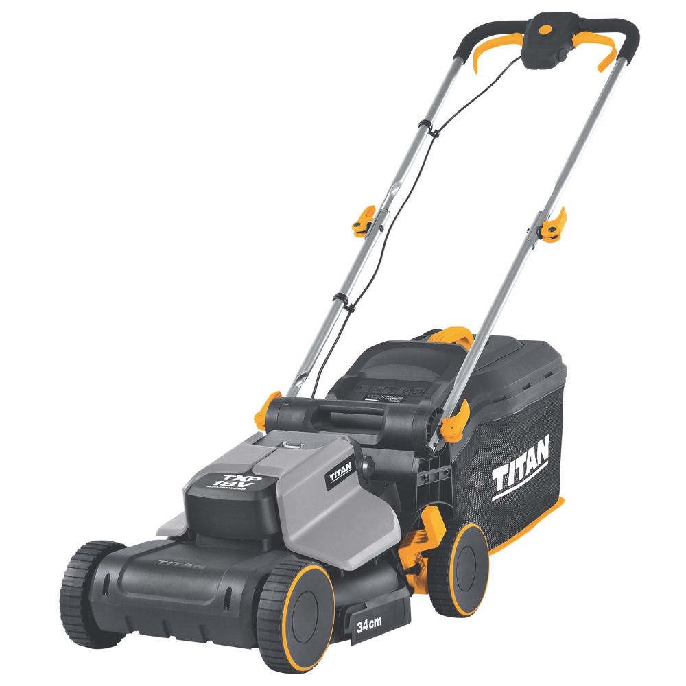 Titan TTI836LWM 18V 1 x 5.0Ah Li Ion TXP Brushless Cordless 34cm Lawnmower Screwfix