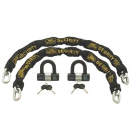 Burg-Wachter Hardened Steel Heavy Duty Security Kit: 2 x Chain, 2 x Lock & 2  1m x 10mm