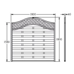 Forest Prague  Lattice Curved Top Fence Panels Natural Timber 6' x 6' Pack of 8
