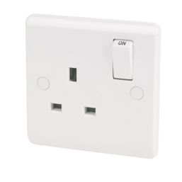 LAP  13A 1-Gang SP Switched Plug Socket White