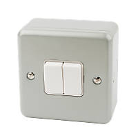 MK Metalclad Plus 10AX 2-Gang 2-Way Metal Clad Light Switch with White Inserts
