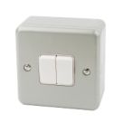 MK Metalclad Plus 10AX 2-Gang 2-Way Metal Clad Light Switch with White Inserts