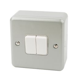 MK Metalclad Plus 10AX 2-Gang 2-Way Metal Clad Light Switch with White Inserts