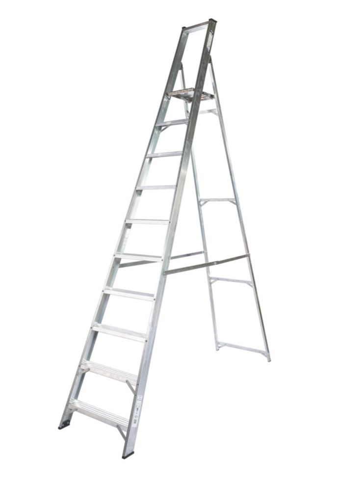 Lyte Aluminium 2.74m 10 Step Platform Step Ladder Screwfix