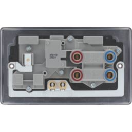 British General Nexus Metal 45A 2-Gang DP Cooker Switch & 13A DP Switched Socket Matt Black LED Flush Indicator with Colour-Matched Inserts