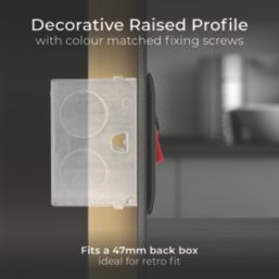 British General Nexus Metal 45A 2-Gang DP Cooker Switch & 13A DP Switched Socket Matt Black LED Flush Indicator with Colour-Matched Inserts