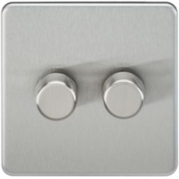 Knightsbridge  2-Gang 2-Way LED Intelligent Dimmer Switch  Brushed Chrome