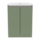 Newland  Double Door Floor Standing Vanity Unit with Basin Matt Sage Green 600mm x 370mm x 840mm