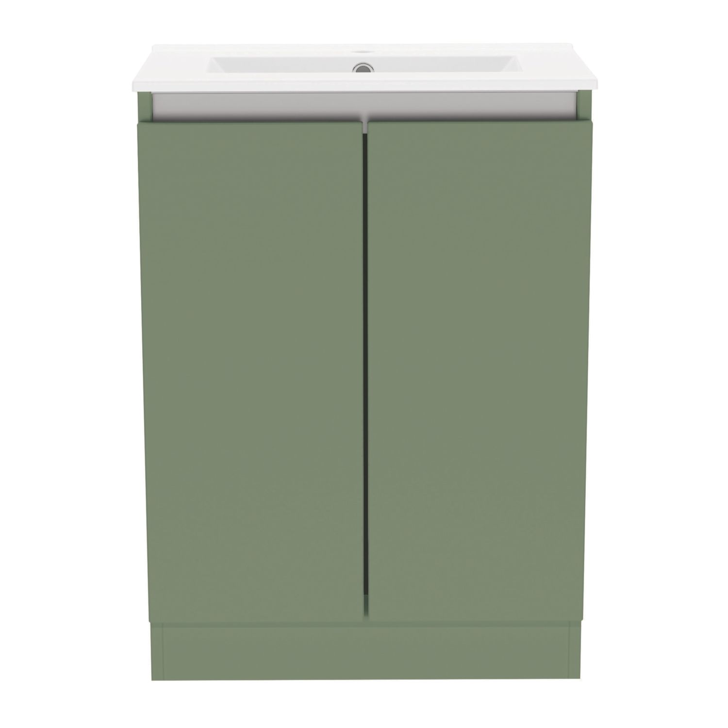 Newland Double Door Floor Standing Vanity Unit with Basin Matt Sage Green 600mm x 370mm x 840mm (327RN)