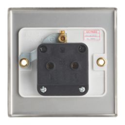 Contactum iConic 5A 1-Gang Unswitched Round Pin Socket Brushed Steel with White Inserts