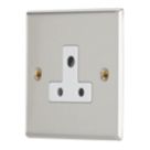Contactum iConic 5A 1-Gang Unswitched Round Pin Socket Brushed Steel with White Inserts