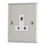 Contactum iConic 5A 1-Gang Unswitched Round Pin Socket Brushed Steel with White Inserts