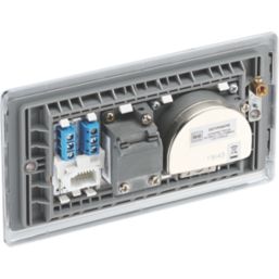 British General Nexus Metal 2-Gang Triplex TV Socket Polished Chrome