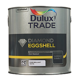 Dulux Trade Diamond Eggshell Pure Brilliant White Trim Quick-Drying Paint 2.5Ltr