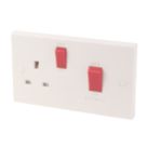 45A 2-Gang DP Cooker Switch & 13A DP Switched Socket White