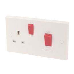 45A 2-Gang DP Cooker Switch & 13A DP Switched Socket White