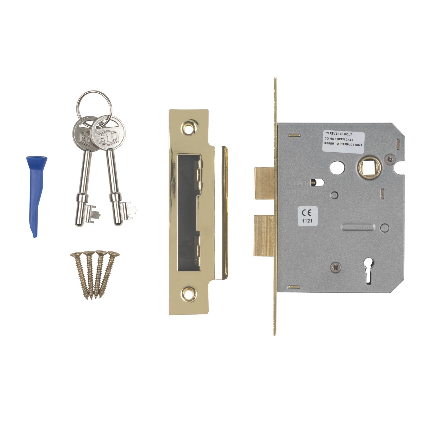 Smith & Locke Fire Rated 3 Lever Electric Brass Mortice Sashlock 76mm Case - 57mm Backset (3289G)