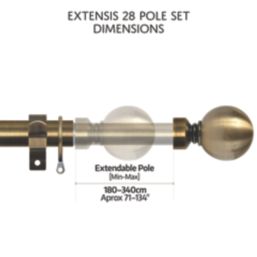 Renaissance Antique Brass Curtain Pole 28/25mm x 180-340cm