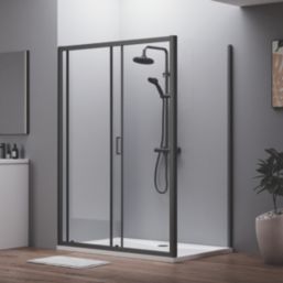 ETAL  Framed Rectangular Sliding Door Shower Enclosure & Tray  Matt Black 1390mm x 750mm x 1940mm