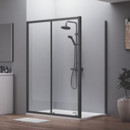 ETAL  Framed Rectangular Sliding Door Shower Enclosure & Tray  Matt Black 1390mm x 750mm x 1940mm