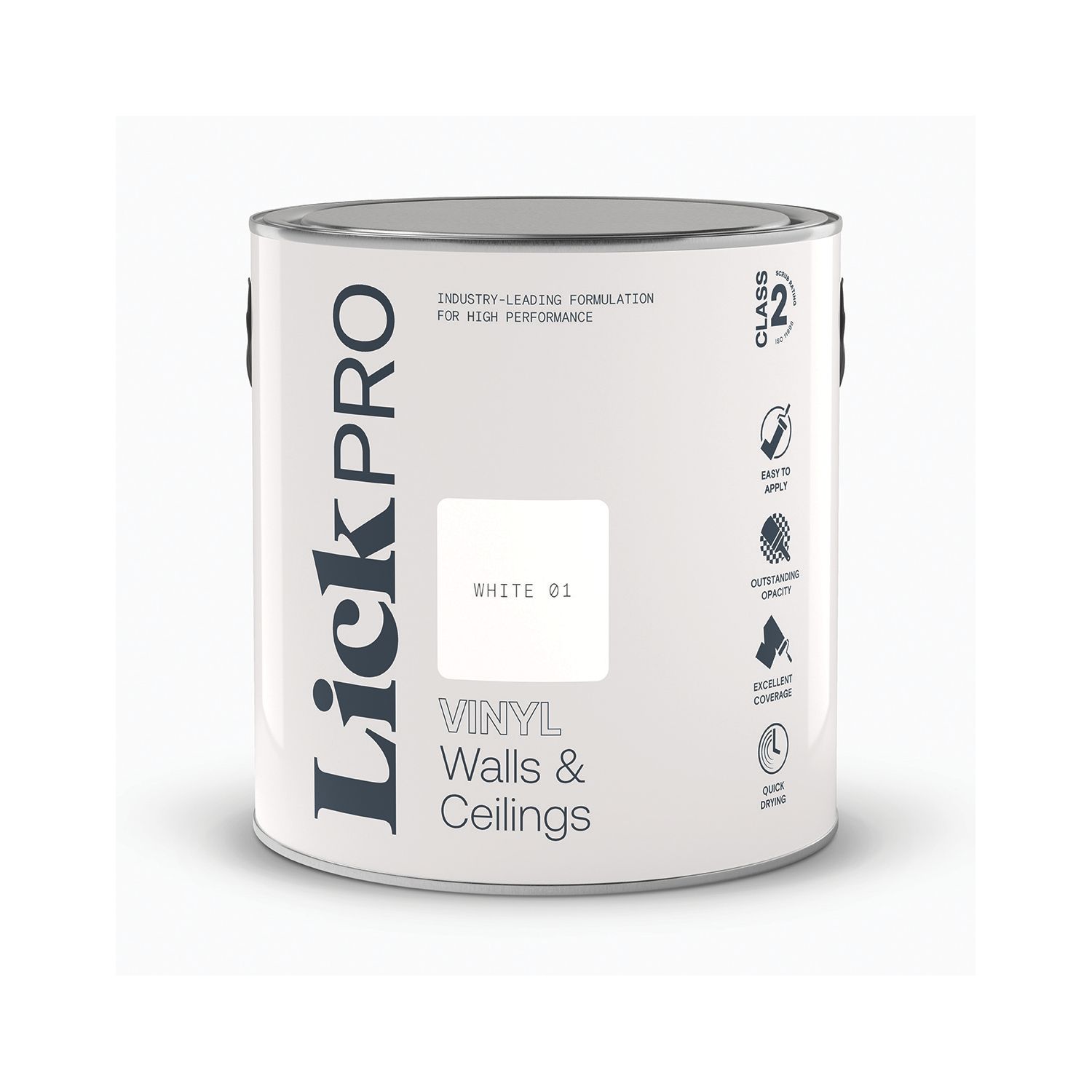 LickPro 2.5Ltr White 01 Vinyl Matt Emulsion Paint (328TM)