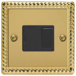 Varilight  13A Switched Fused Spur  Georgian Brass with Black Inserts