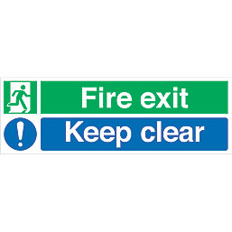 Non Photoluminescent "Fire Exit Keep Clear" Signs 150mm x 450mm 100 Pack