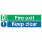 Essentials  Non Photoluminescent "Fire Exit Keep Clear" Signs 150mm x 450mm 100 Pack