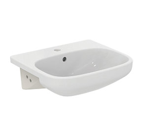 Ideal Standard i.life A Semi-Countertop Floorstanding Basin Unit With Black Handles & Basin Matt White 600mm x 300mm x 835mm