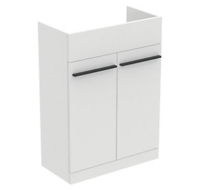 Ideal Standard i.life A Semi-Countertop Floorstanding Basin Unit With Black Handles & Basin Matt White 600mm x 300mm x 835mm
